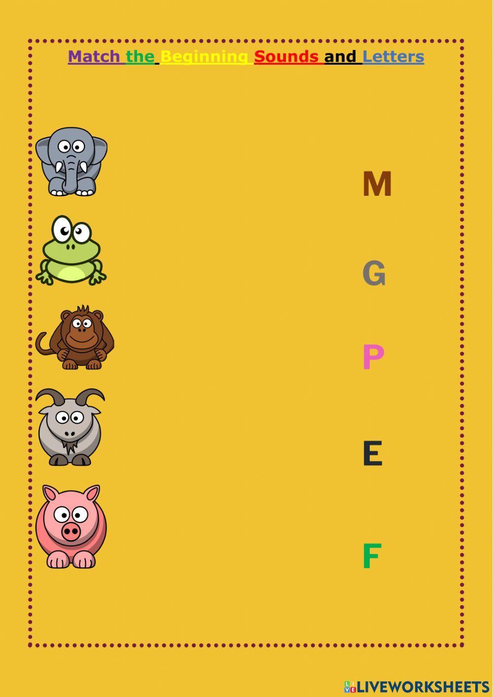 Matching Sounds and Letters sheet