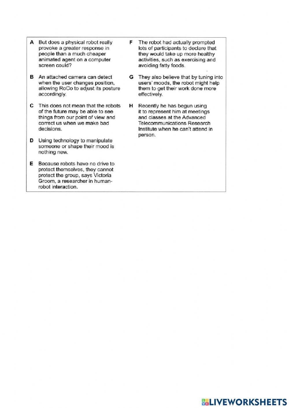 FCE Reading and Use of English part 6