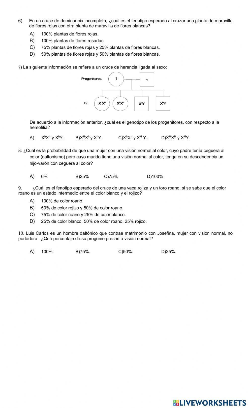Ejercicios de Herncia Ligada Al Sexo y Dominancia Incompleta