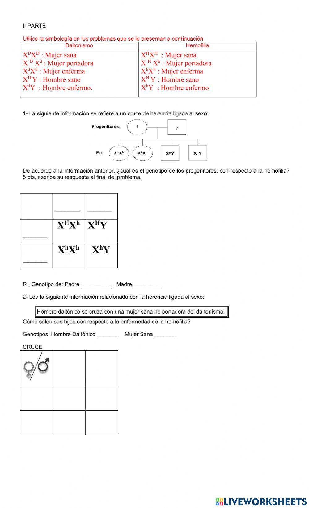 Ejercicios de Herncia Ligada Al Sexo y Dominancia Incompleta