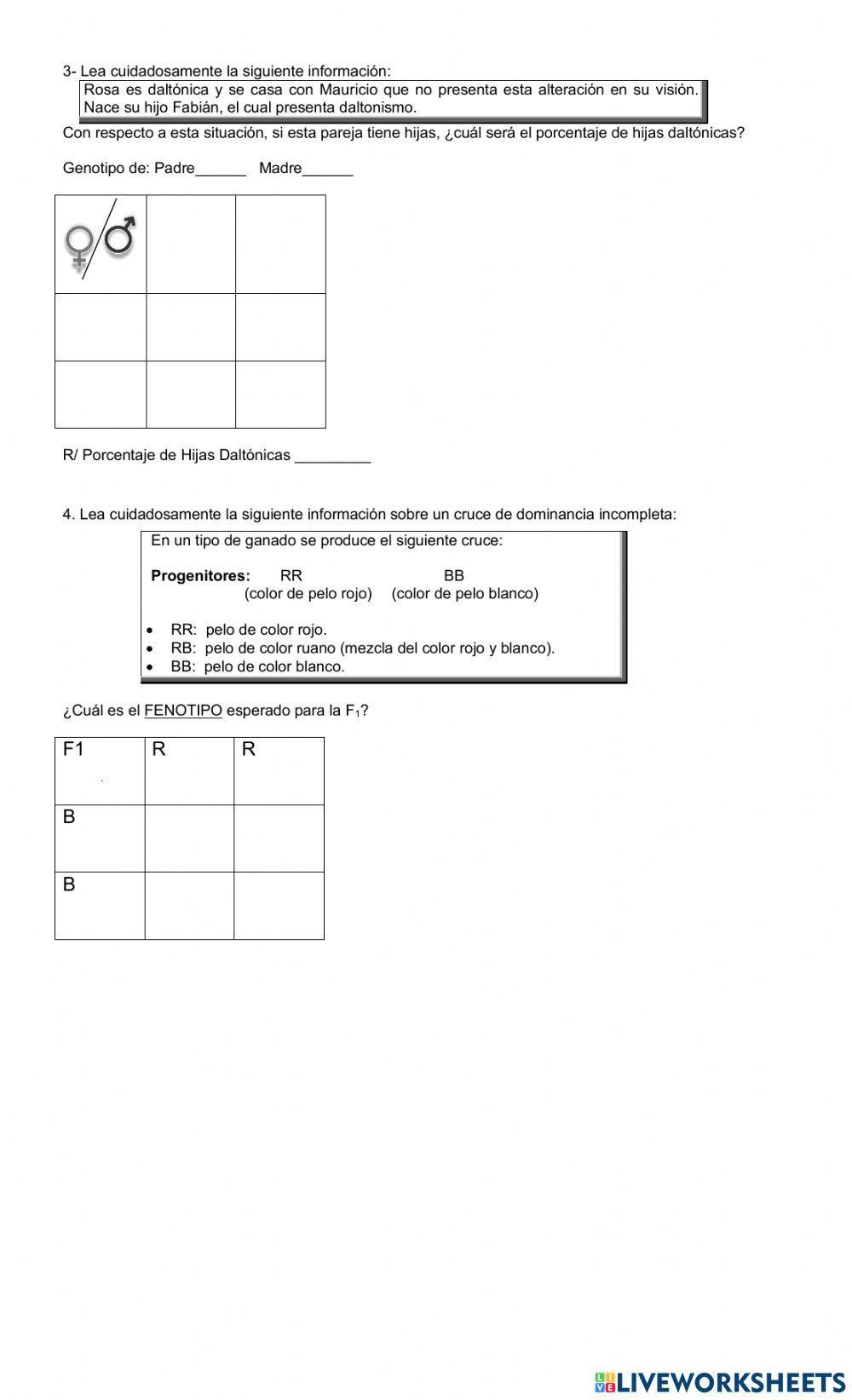 Ejercicios de Herncia Ligada Al Sexo y Dominancia Incompleta