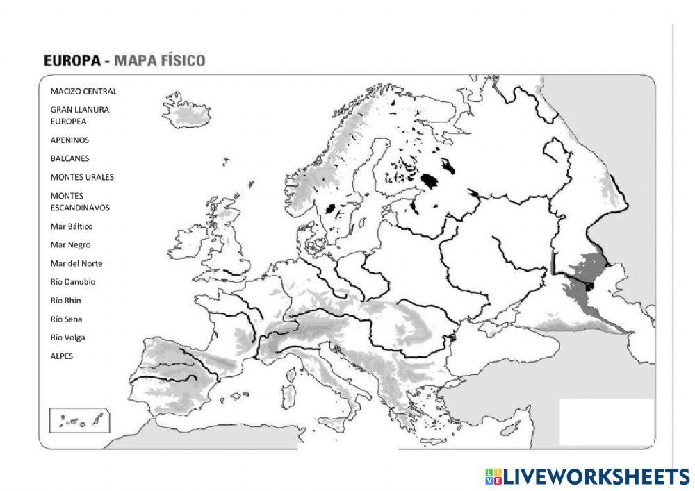 Mapa fisico de España y Europa
