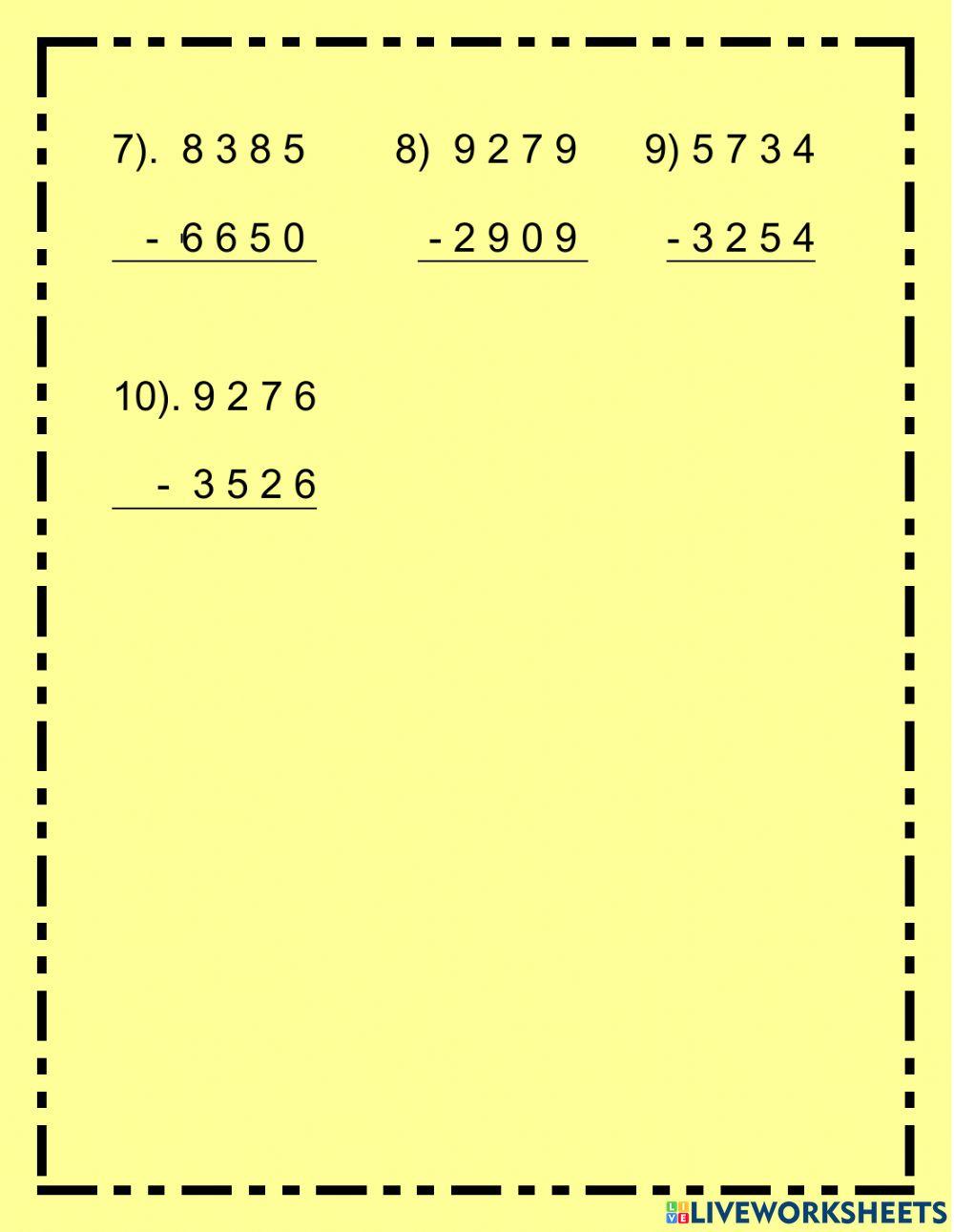 3-4 digit Subtraction with Regrouping