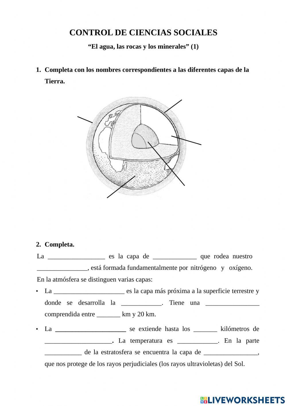 CONTROL DE SOCIALES: El agua, las rocas y los minerales