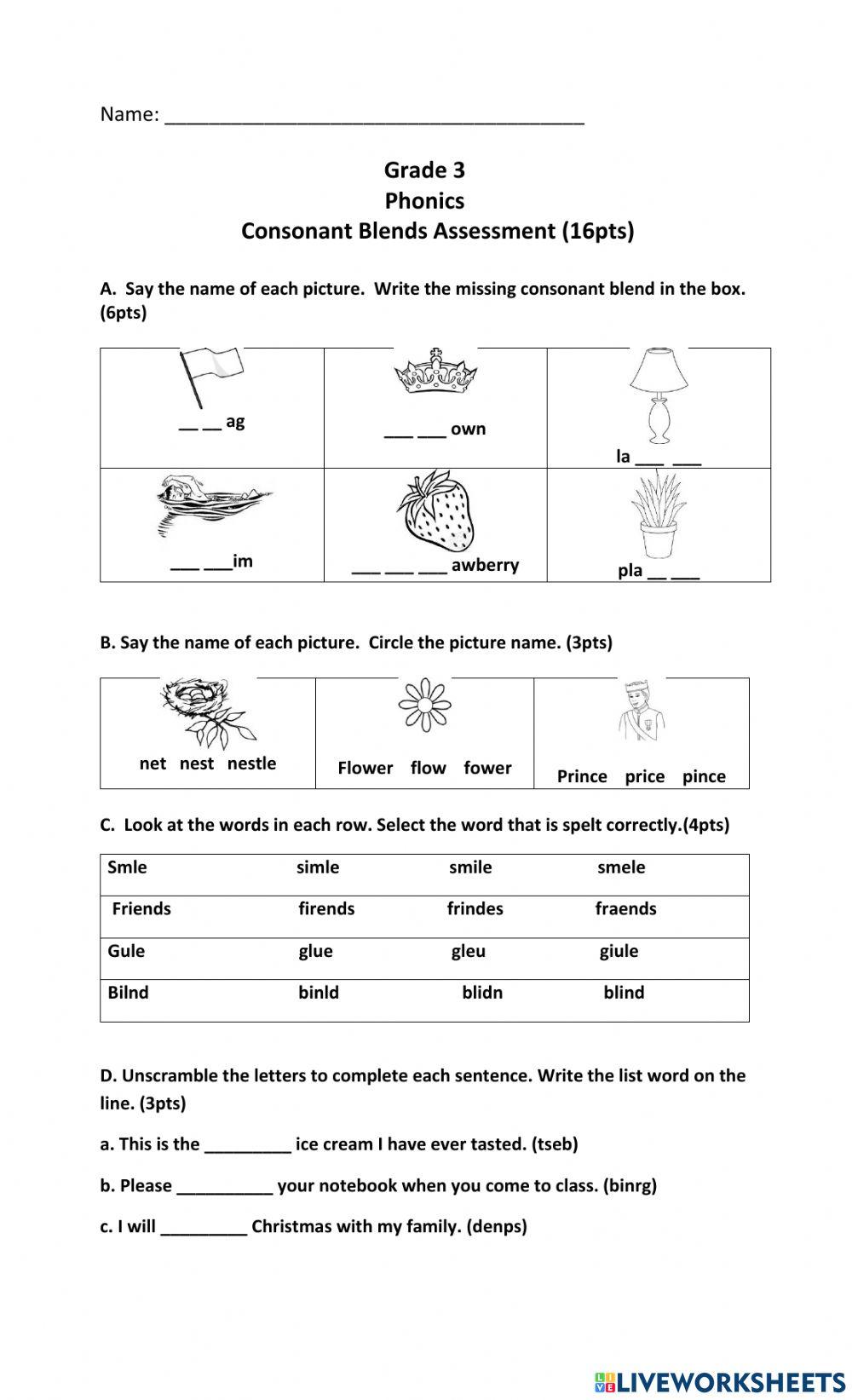 Consonant blend quiz