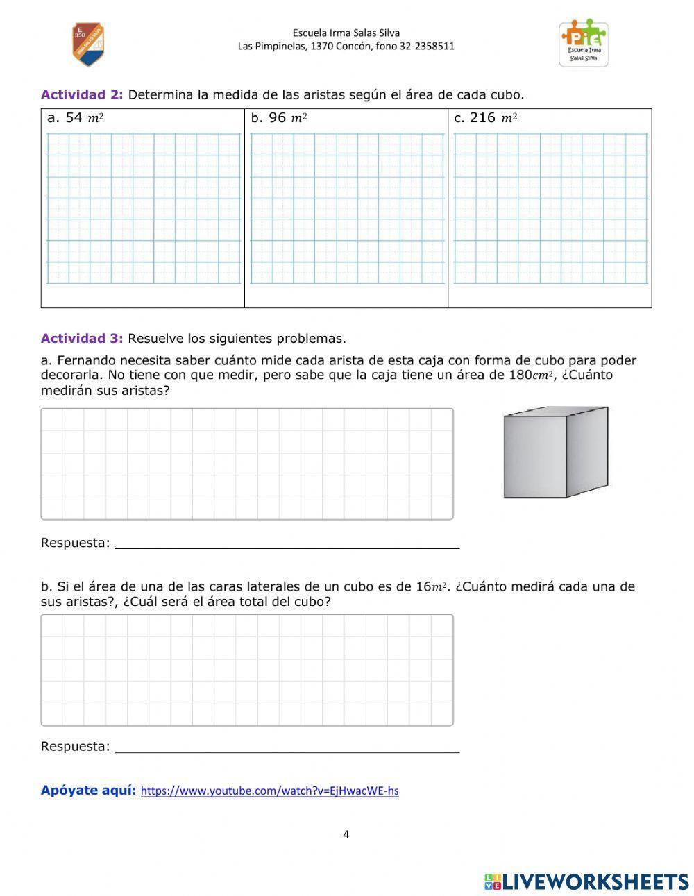 Área de cubos y paralelepípedos