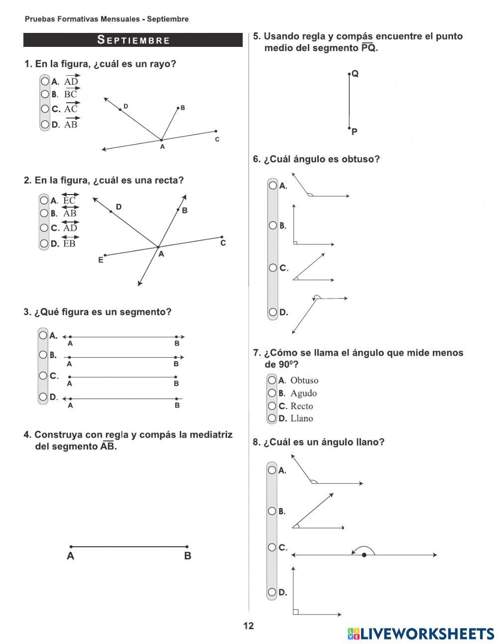 Prueba Formativa  7mo - Math- agosto y septiembre