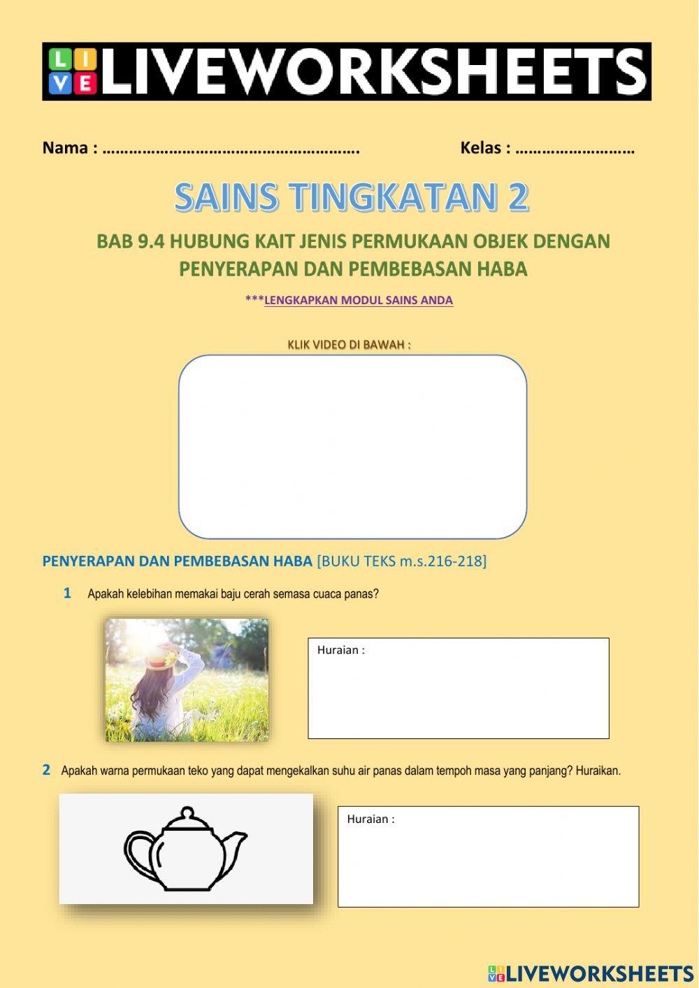 Hubung Kait Jenis Permukaan Objek Dengan Penyerapan dan Pembebasan Haba