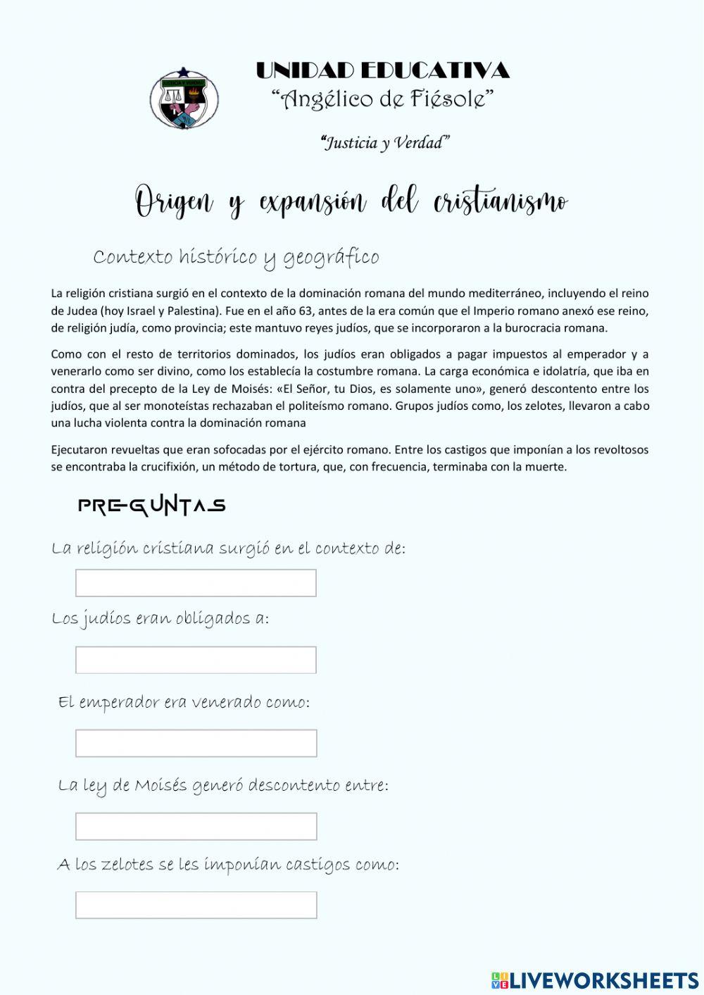 Origen y expansión del cristianismo