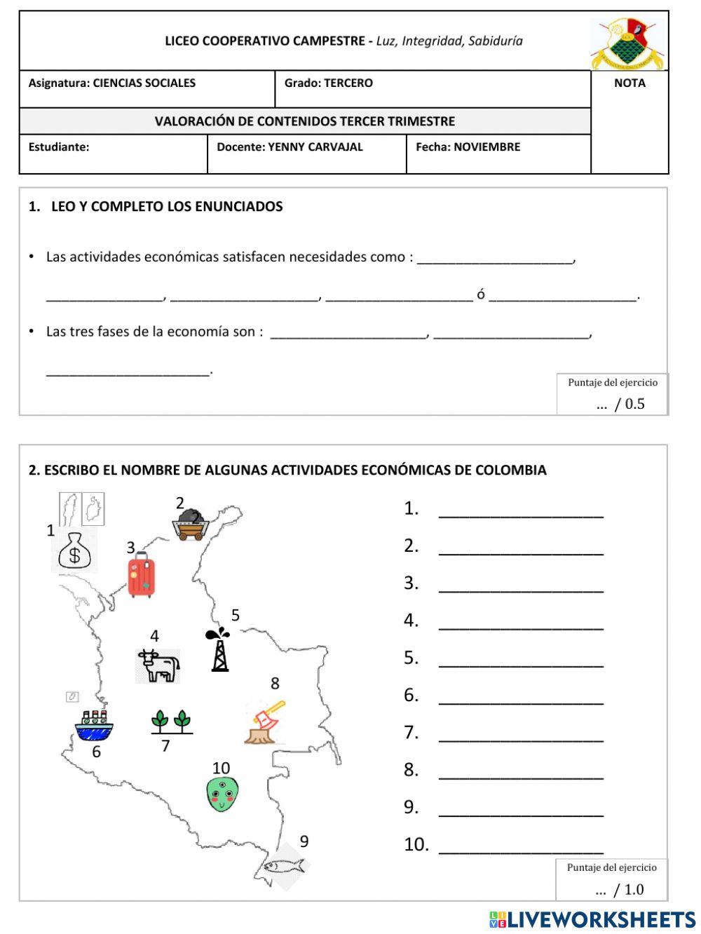 Sectores económicos y símbolos