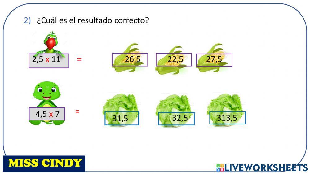 Multiplicación de decimales