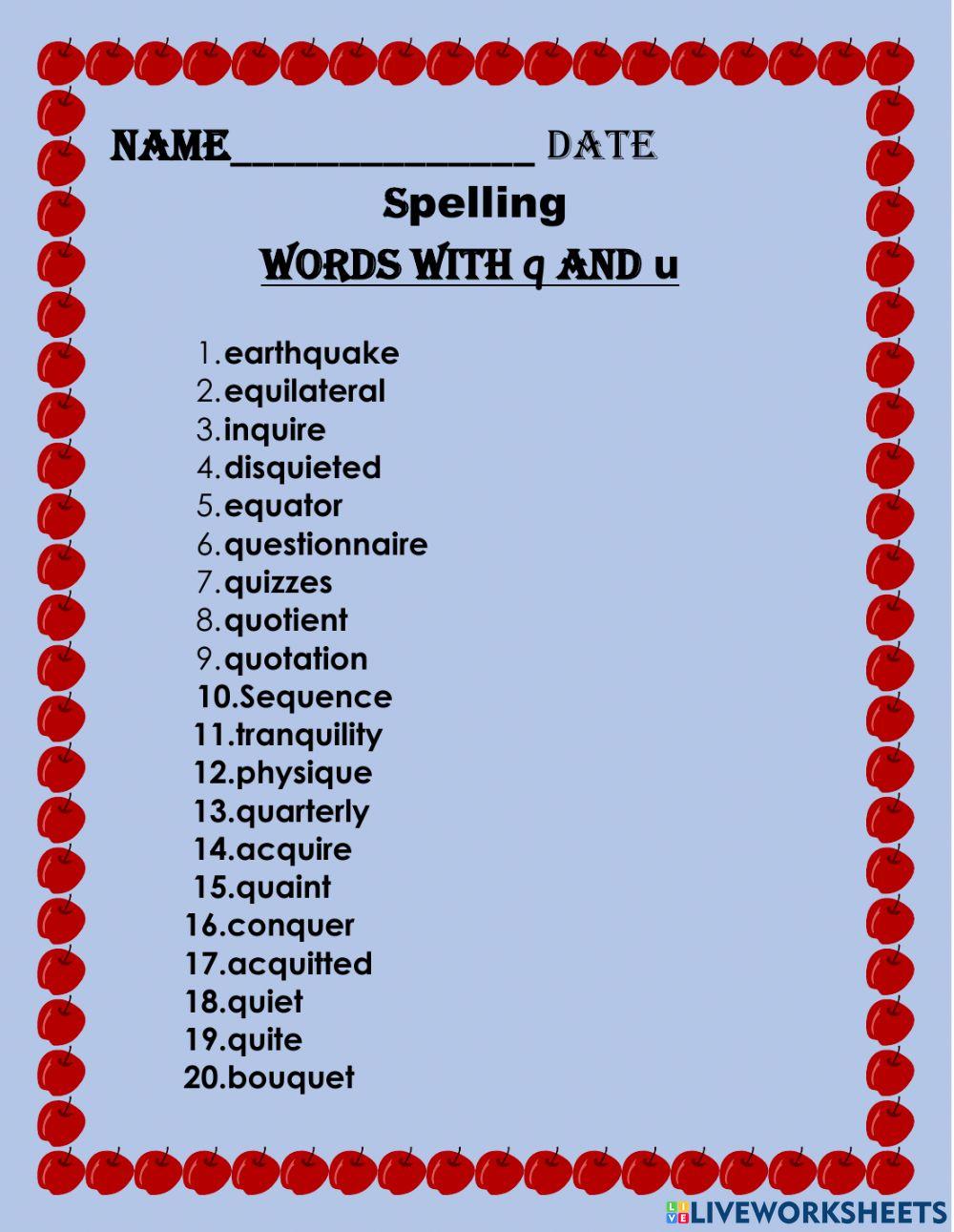 Spelling Words with qu