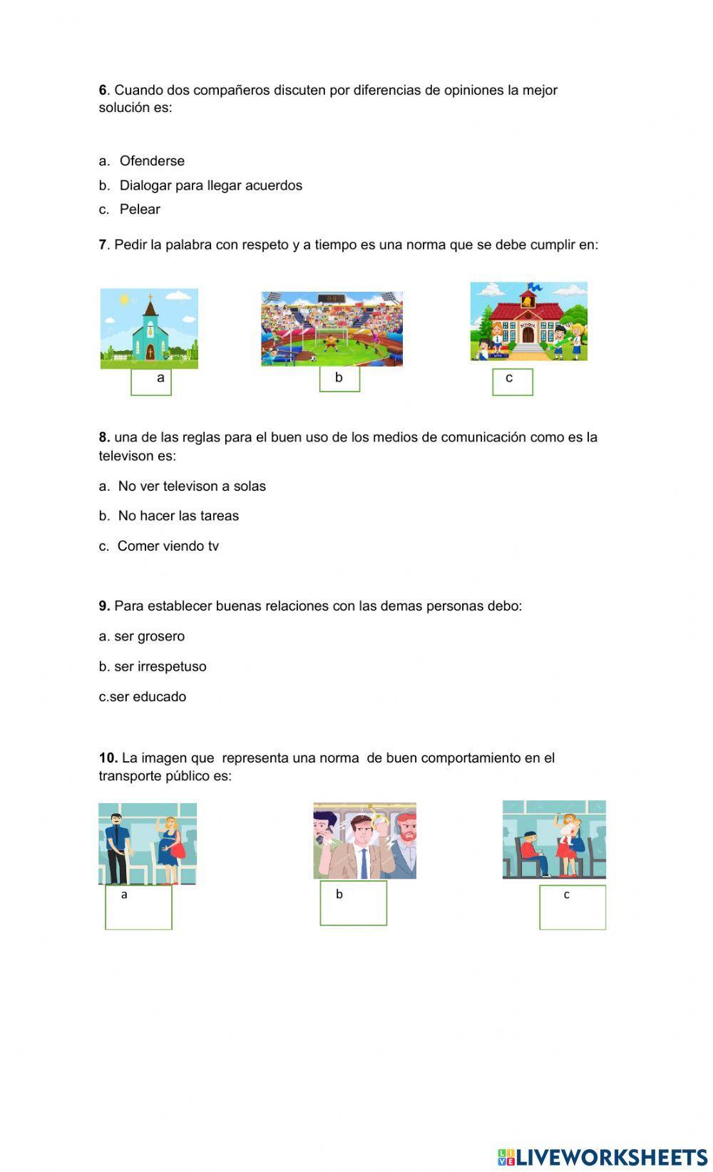 Evaluacion urbanidad iv