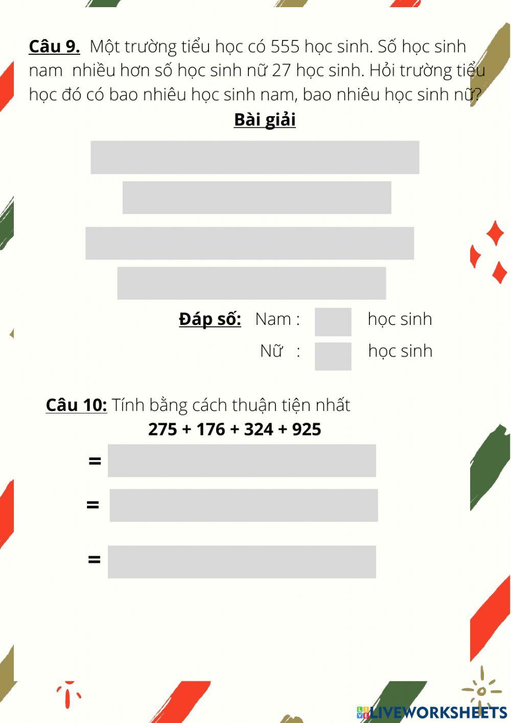 Đề ôn luyện giữa học kì i – môn toán