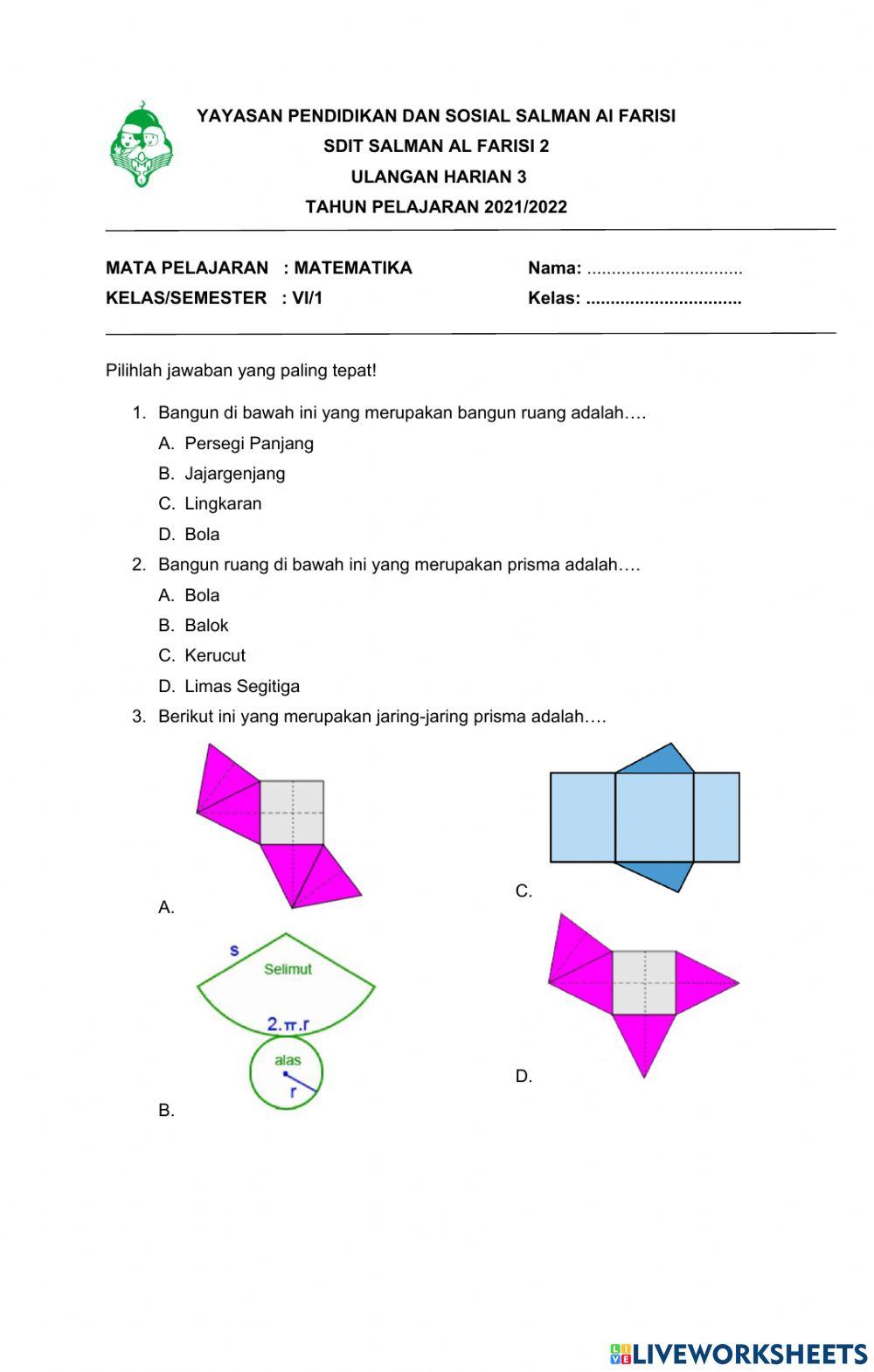 Ulangan Bangun Ruang