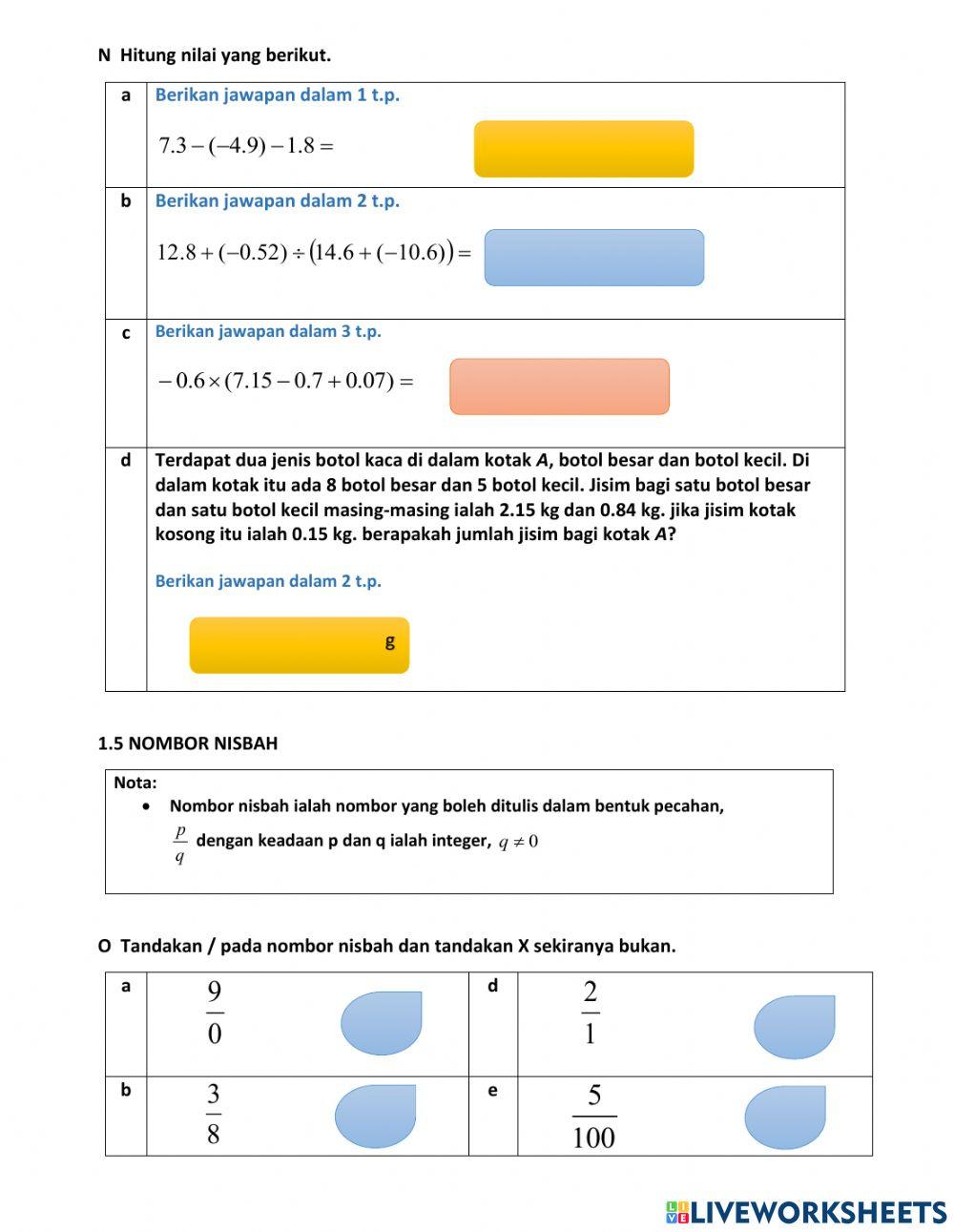 Bab 1 nombor nisbah matematik tingkatan 1