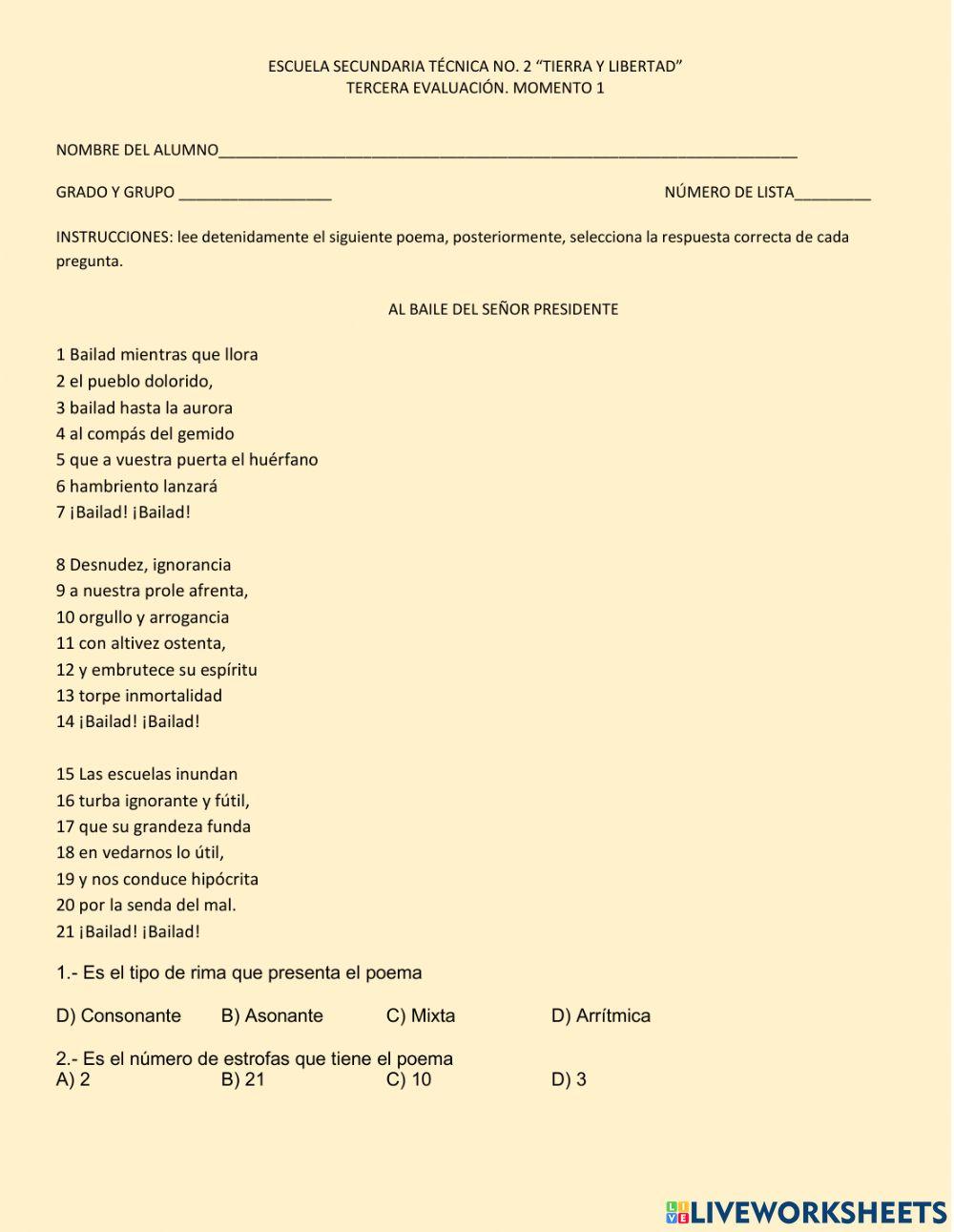 Evaluación de poesía