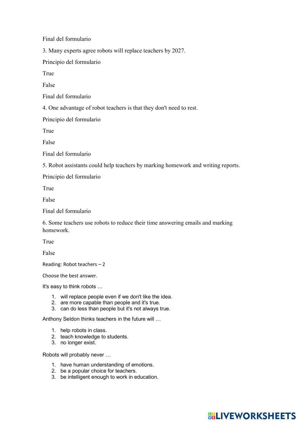 Read an article about robot teachers to practise and improve your reading skills.