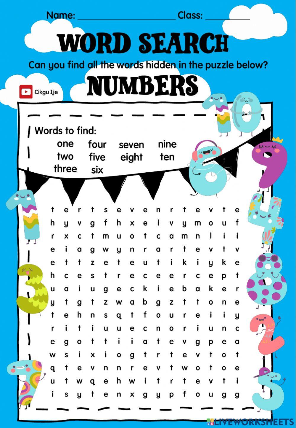 Numbers: Word Search