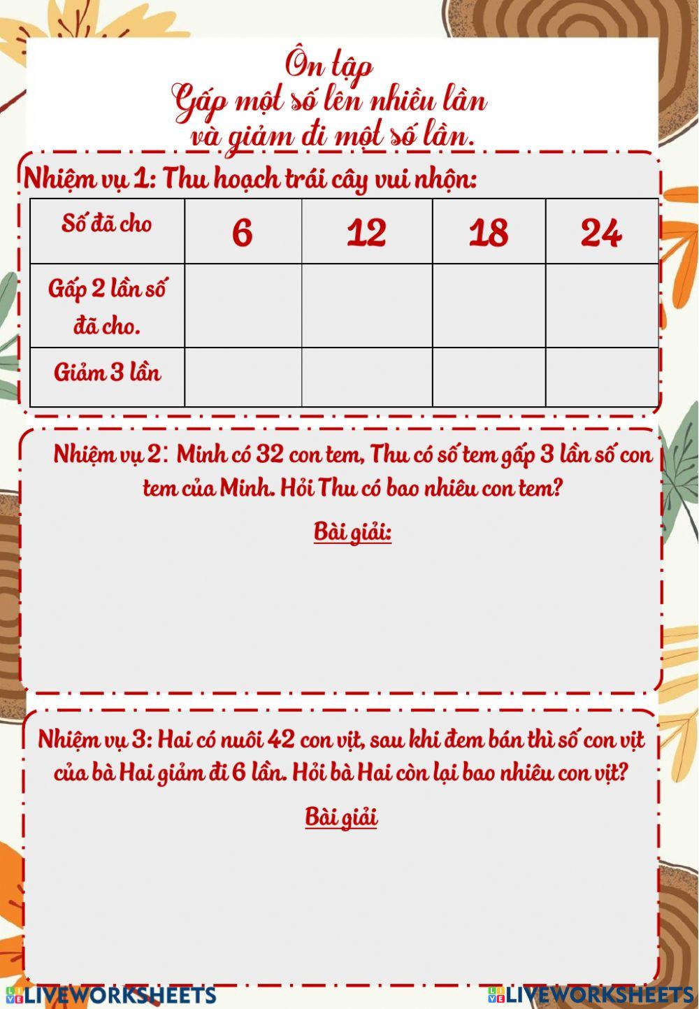 Gap va giam di 1 so lan