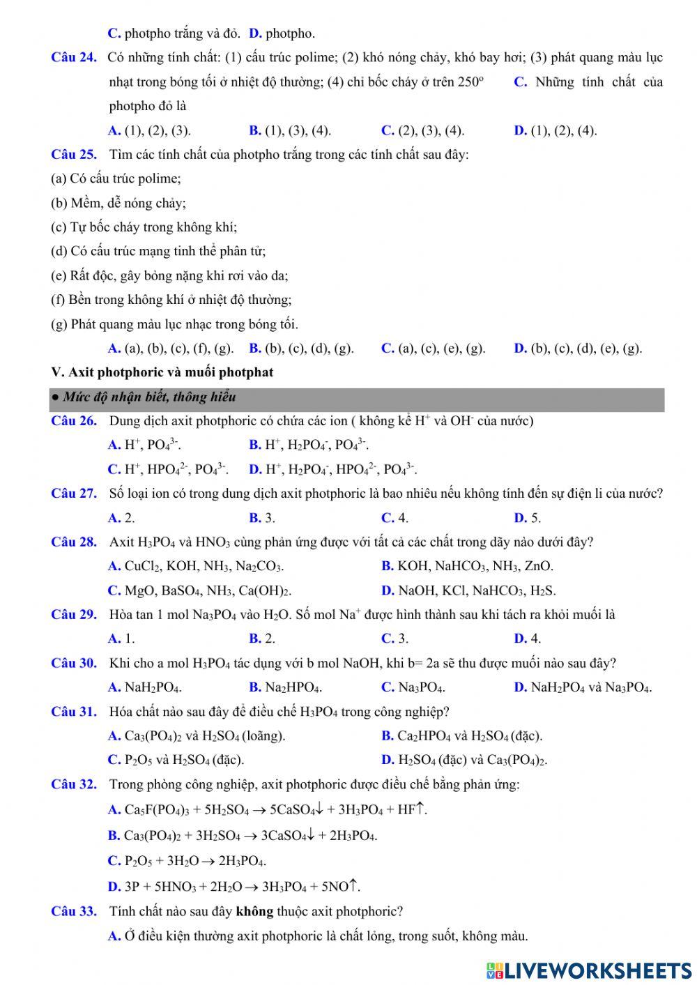 Photpho và hợp chất của photpho