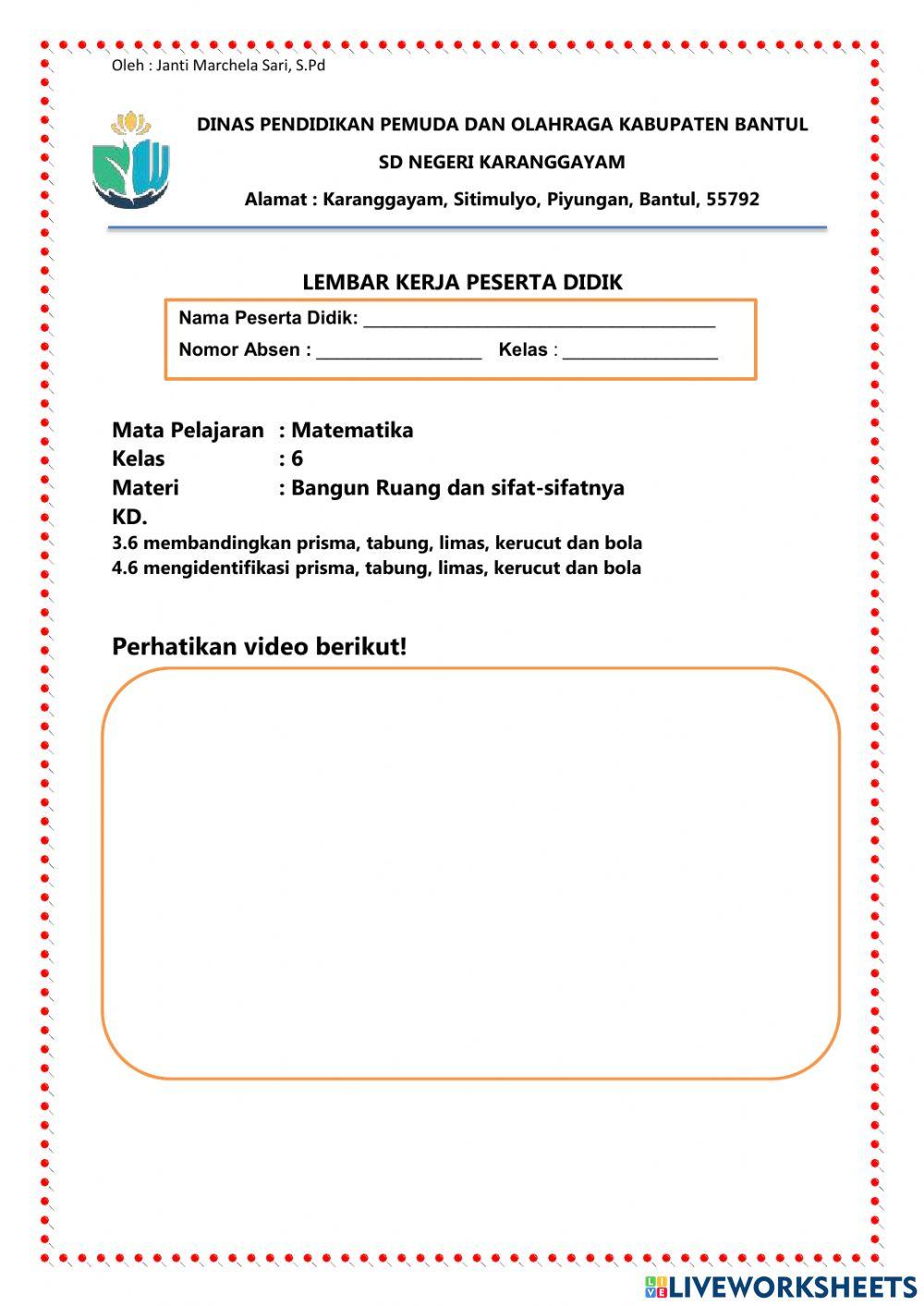 Bangun Ruang dan Sifatnya