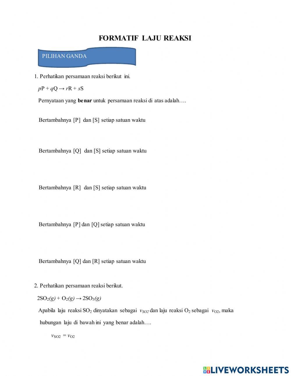 Formatif laju reaksi
