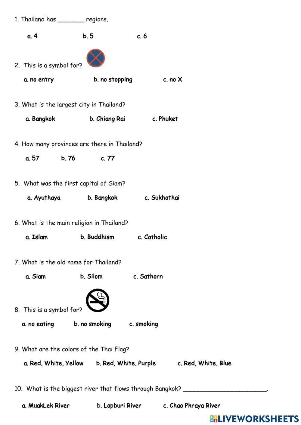 Thailand Facts - Grade 1