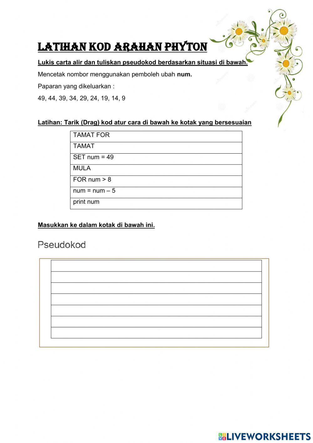 Latihan Algoritma 1:Pseudokod
