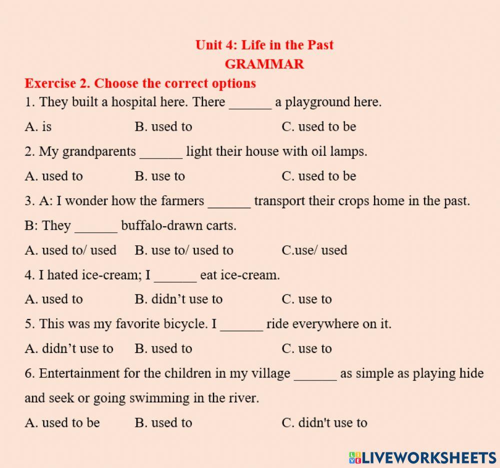 Unit 4 - Exercise 2 (Grammar)