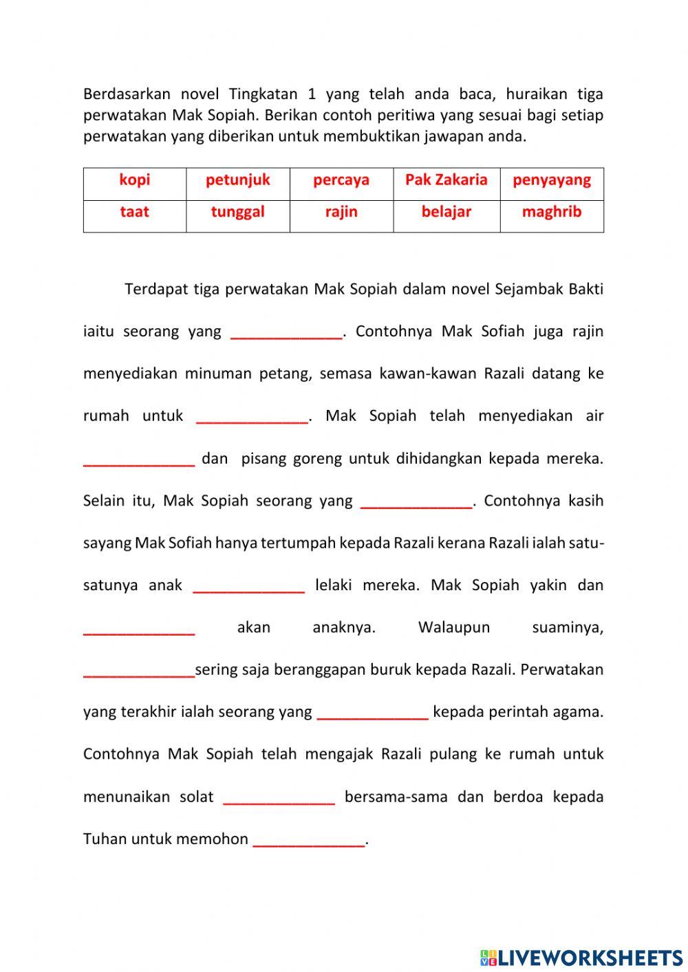 4.1.1 Perwatakan Mak Sopiah Latihan LWS
