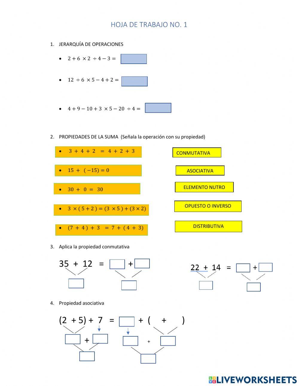 Propiedad de la suma y multiplicación