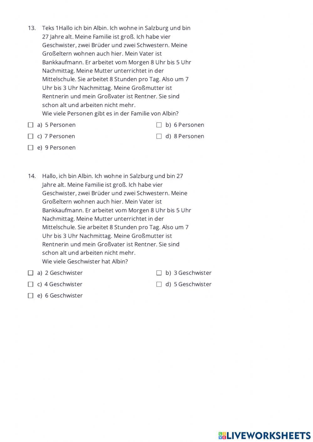 Die Familie und Gramatik