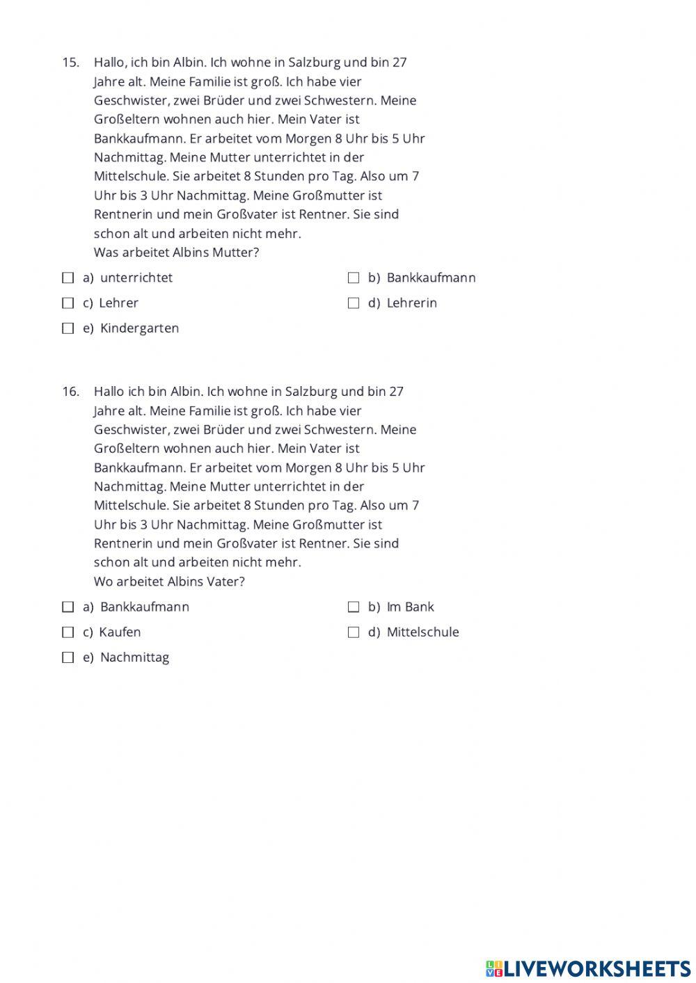 Die Familie und Gramatik