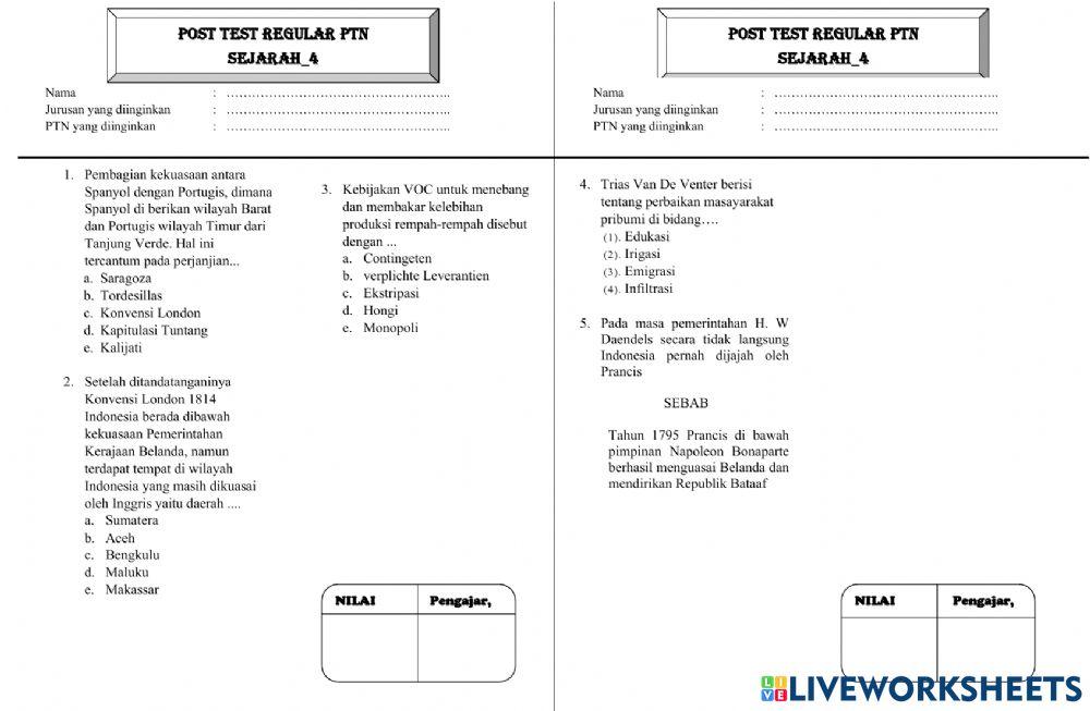 Post test Sejarah 4