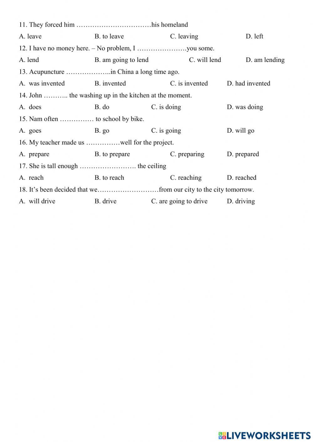 Practice test MID TERM ENGLISH 10 PART 1
