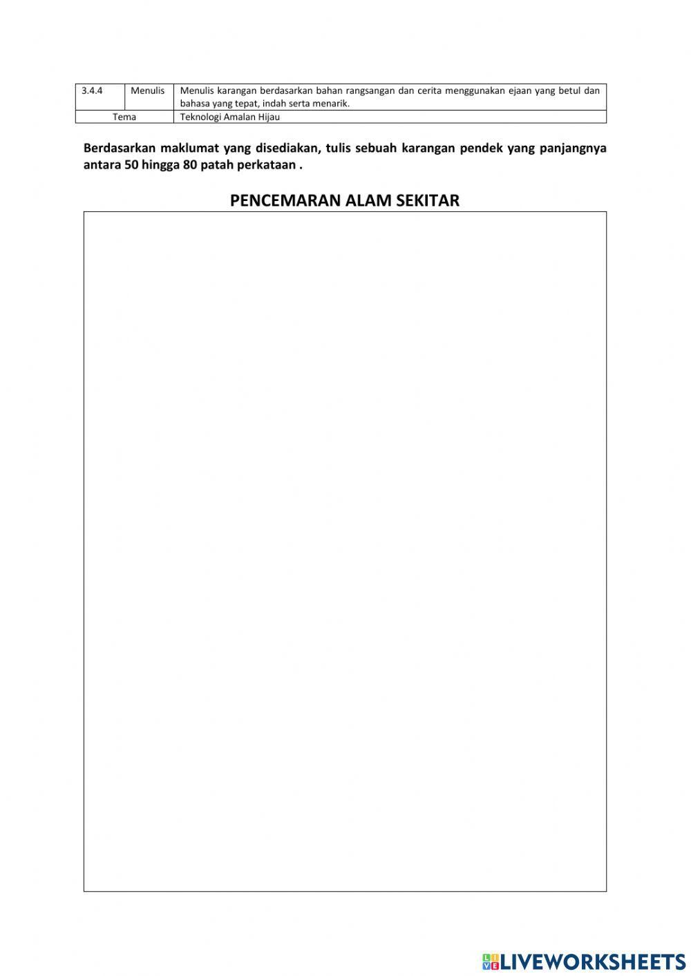 3.4.4 Karangan Pendek Pencemaran Alam Sekitar Jawapan LWS Tan April ms 45