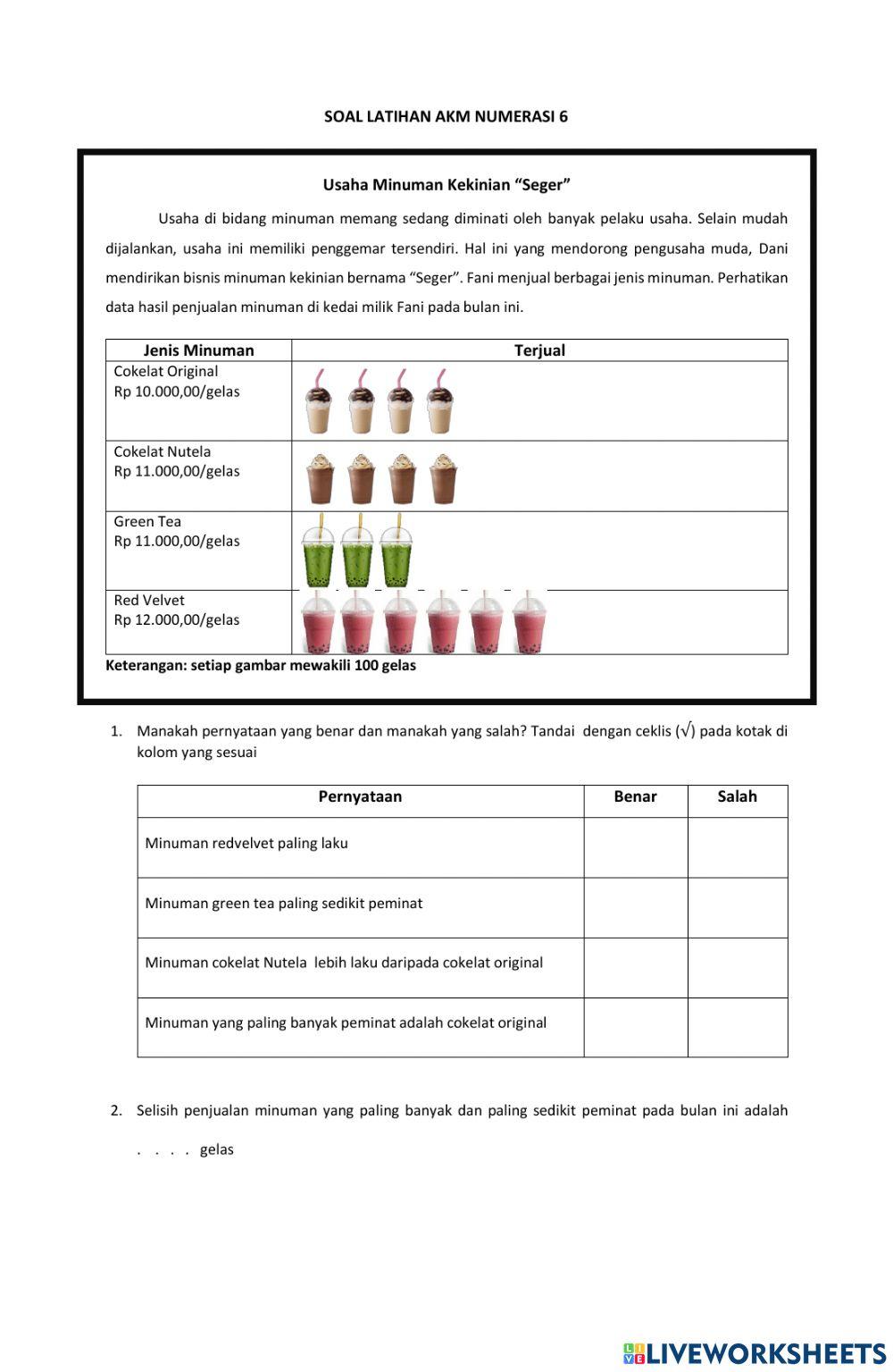 Soal Latihan AKM Numerasi 6