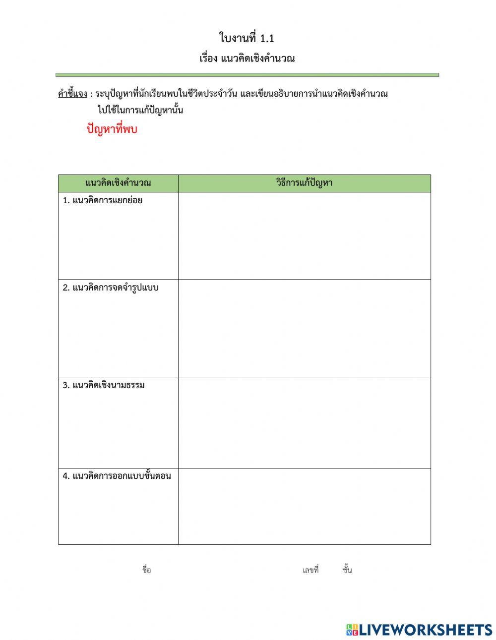 แนวคิดเชิงคำนวณ ม.4