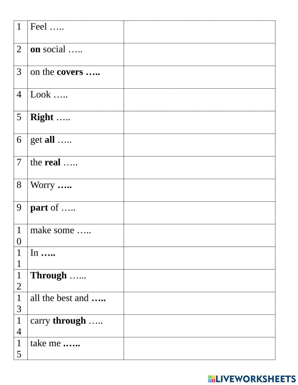 My body - Ready, collocations