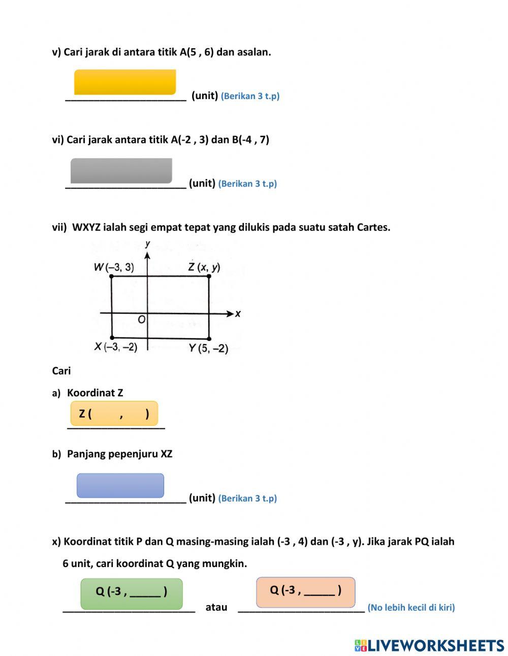 Bab 7 koordinat matematik tingkatan 2