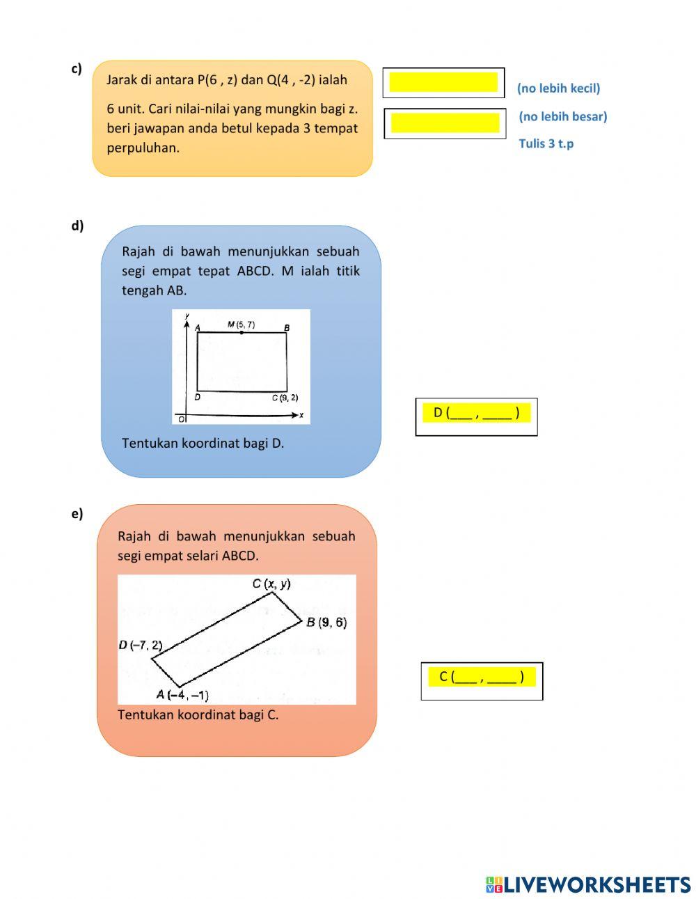 Bab 7 koordinat matematik tingkatan 2