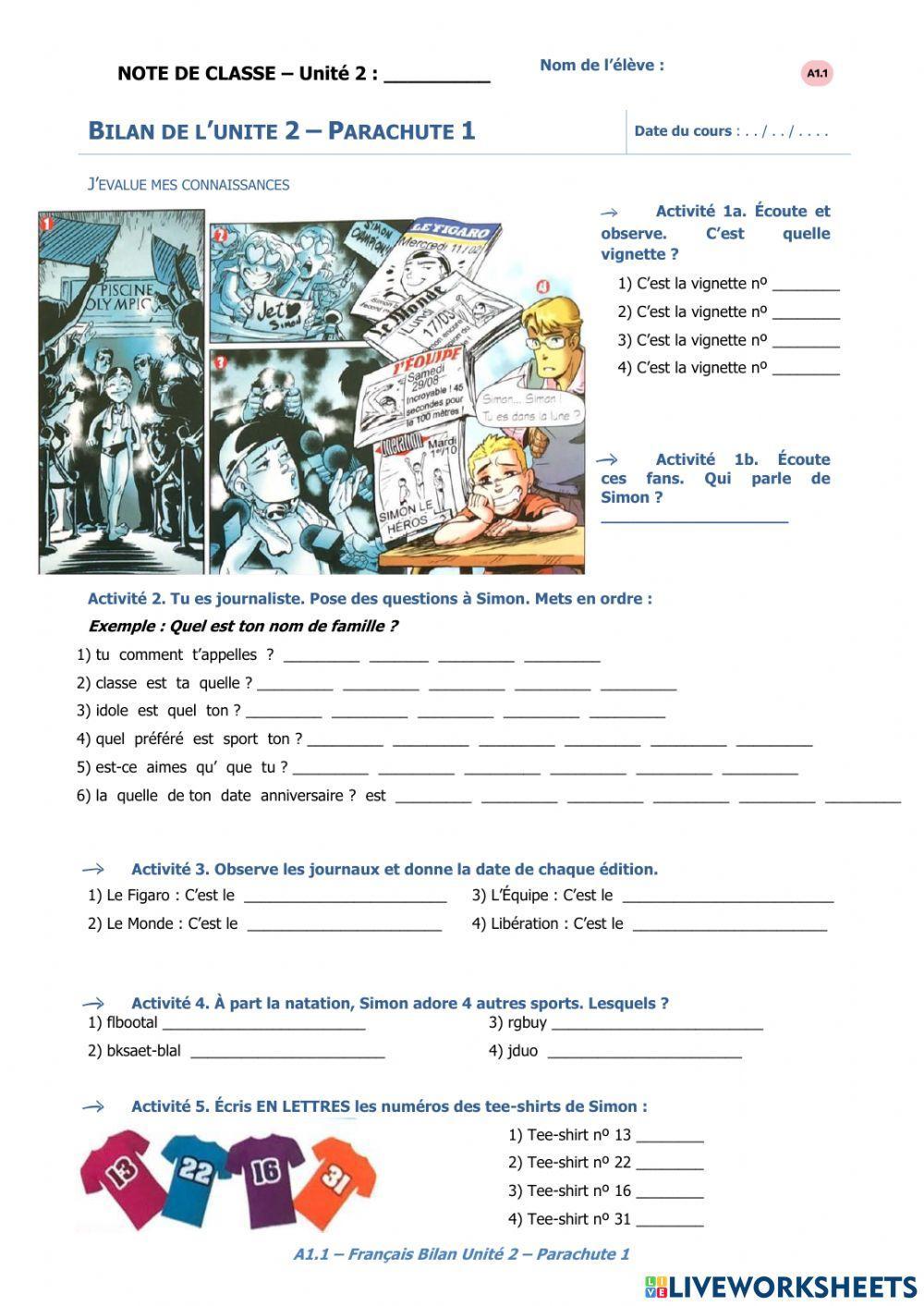 Bilan de l'unité 1º ESO - u2