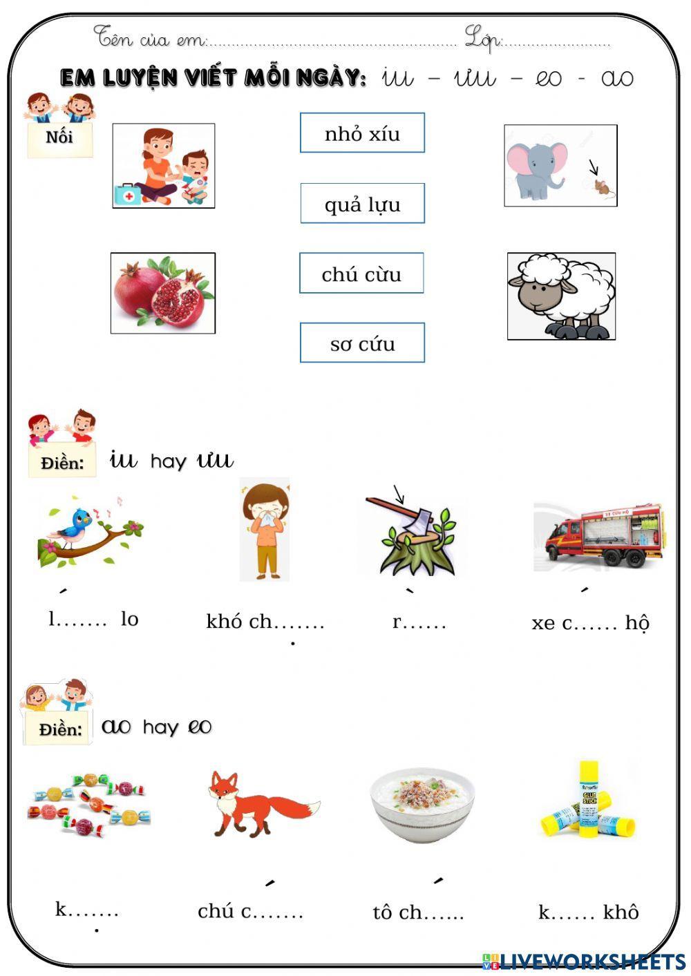 PHT iu - eo - au- ưu