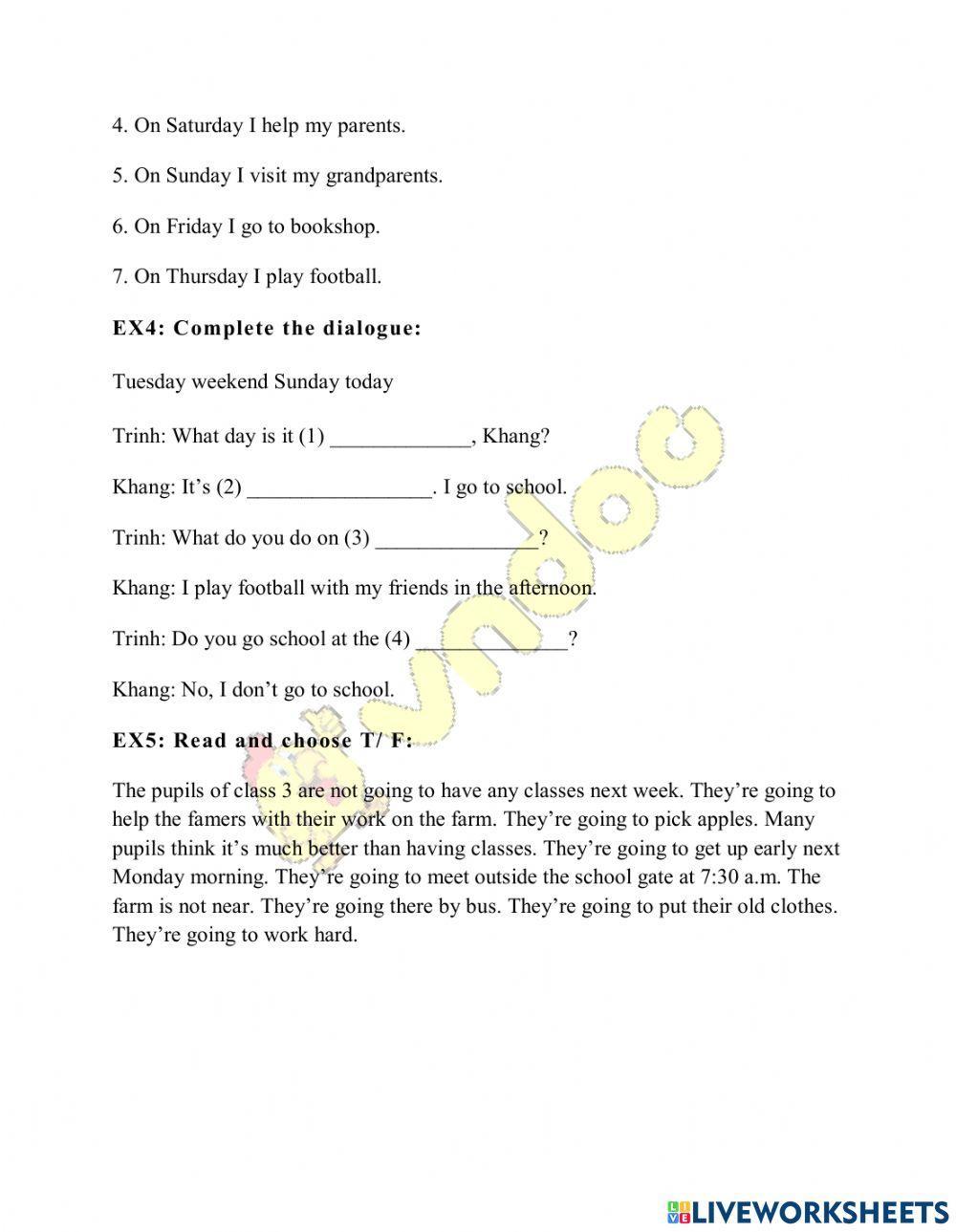 Unit 3. What day is it today?