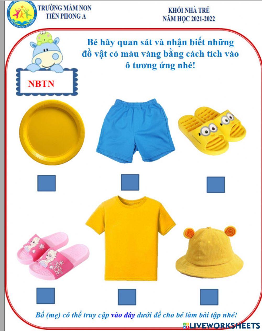 Quan sát nhận biết đồ vật có màu vàng