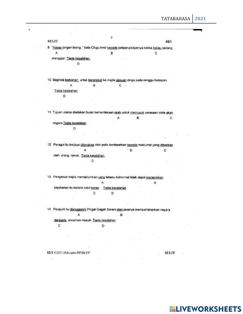 Ujian objektif tatabahasa