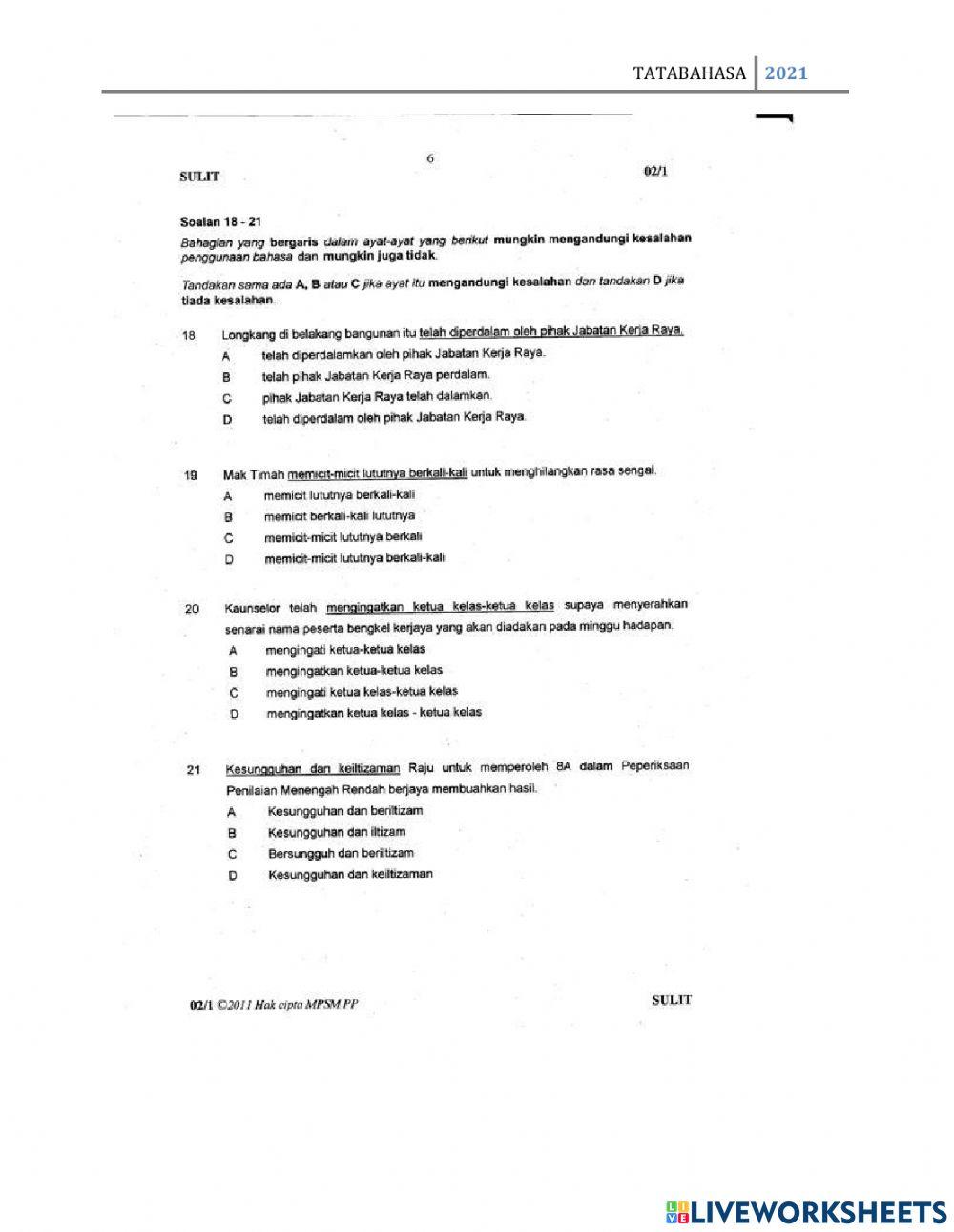 Ujian objektif tatabahasa