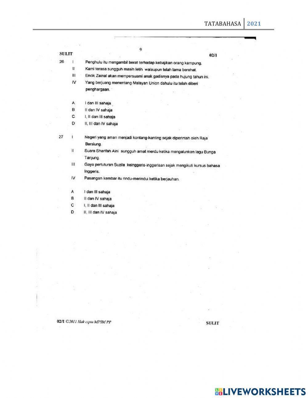 Ujian objektif tatabahasa