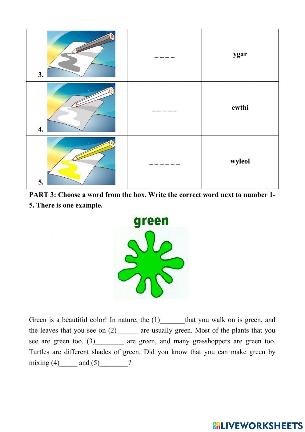 Idictionary 1-Test topic 2-Colors